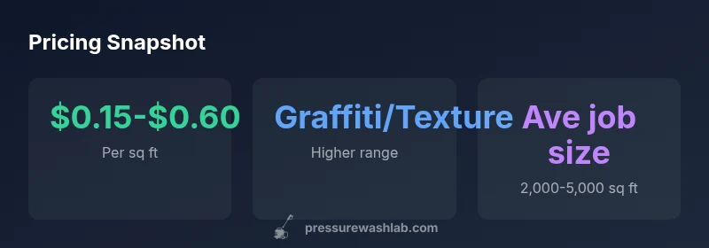 Pricing snapshot infographic showing per-square-foot ranges and typical job sizes for commercial pressure washing