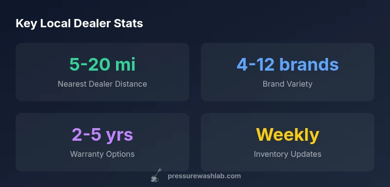 Infographic showing dealer proximity, brand variety, warranty options, and update frequency