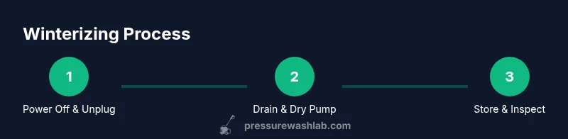 Infographic showing three steps to winterize a pressure washer