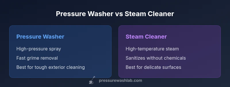 Illustration comparing a pressure washer and a steam cleaner side-by-side