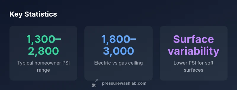 PSI ranges infographic showing typical homeowner PSI, electric vs gas, and surface sensitivity