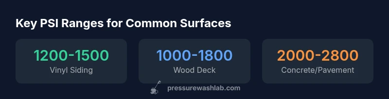 infographic showing PSI ranges for vinyl siding, wood, and concrete