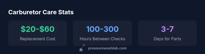 Infographic showing carburetor care statistics for pressure washers