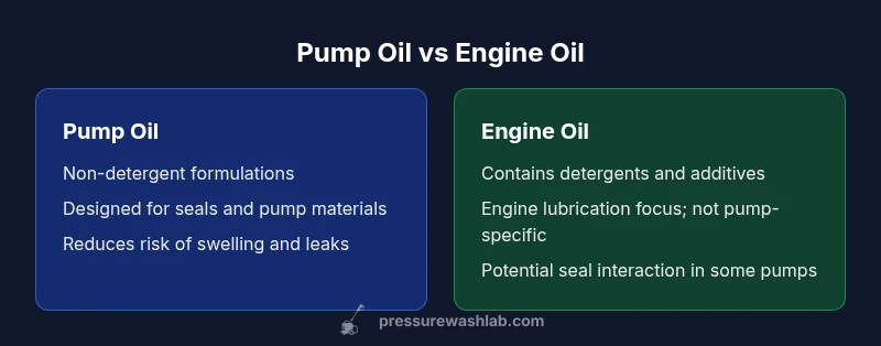 Infographic contrasting pump oil and engine oil for pressure washers