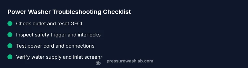 Checklist for power washer troubleshooting