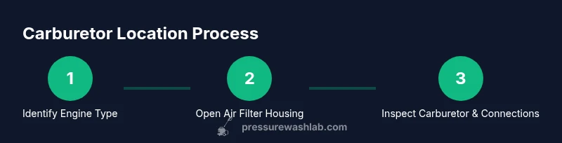 Process diagram showing locating carburetor on a pressure washer