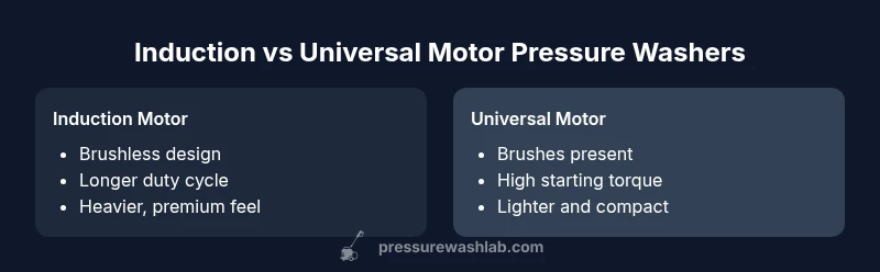 Infographic comparing induction and universal motor pressure washers