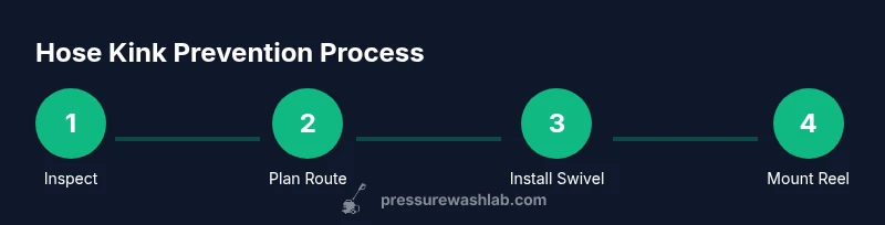 Infographic showing a 4-step process to prevent hose kinks