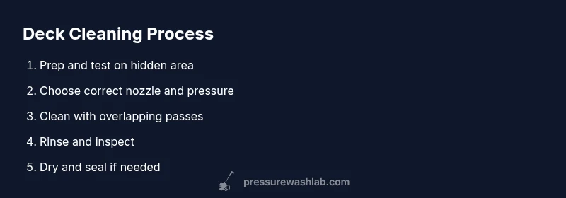 Process infographic showing deck cleaning steps