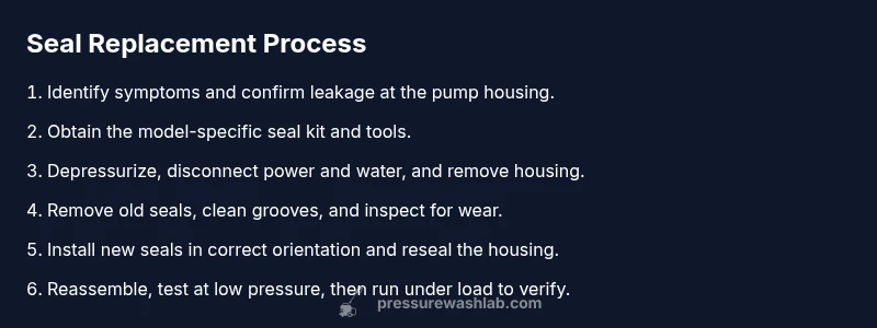 Tailwind infographic showing the steps to replace pressure washer pump seals