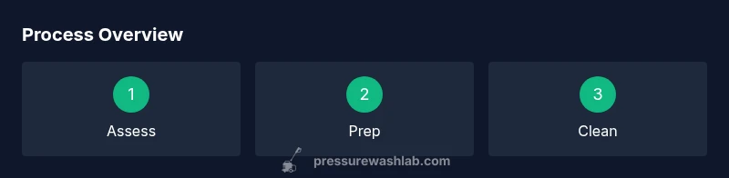 Process flow for pressure washer reno: assess, prep, clean