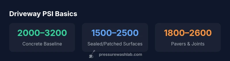 Infographic showing PSI ranges for driveway surfaces
