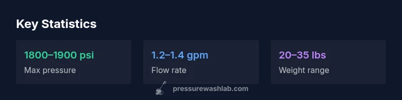 Stat cards showing PSI, GPM, and weight for Kobalt pressure washer