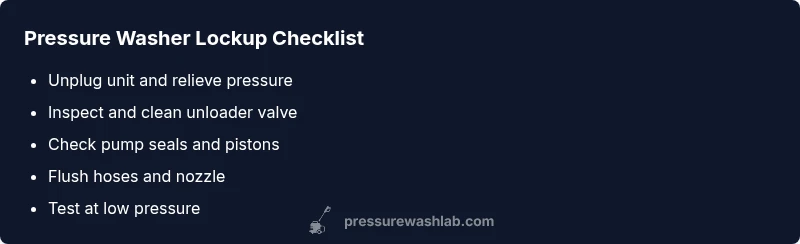 Checklist for diagnosing pressure washer lockups