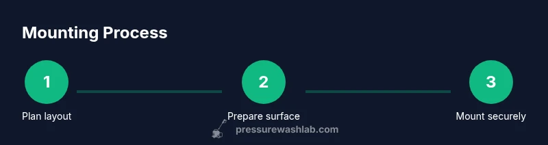Infographic showing mounting steps for a pressure washer