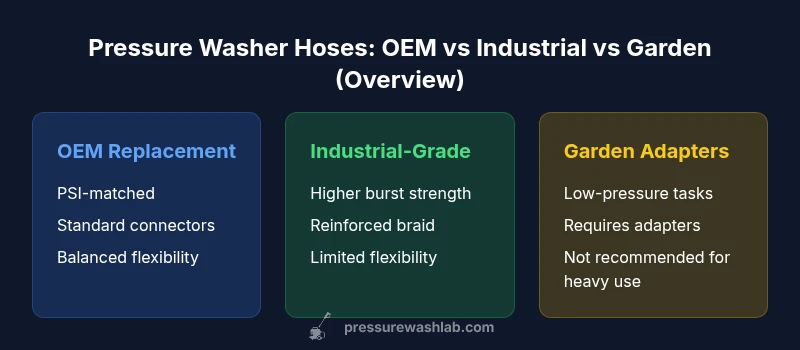 Comparison chart showing OEM, industrial, and garden adapter hoses