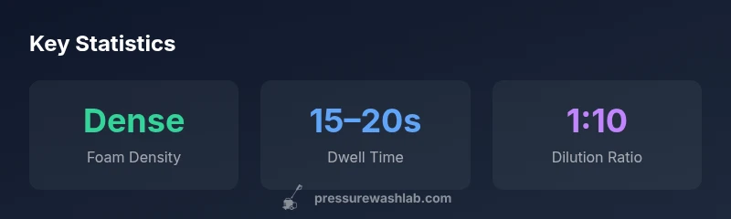 Infographic showing foam density, dwell time, and dilution ratio for Ryobi Foam Blaster