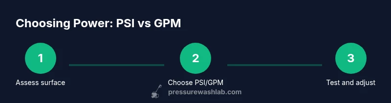 Process infographic showing PSI/GPM choices